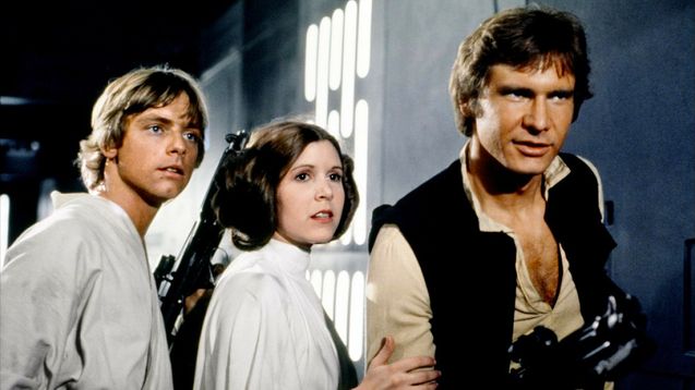 Photo Mark Hamill, Harrison Ford, Carrie Fisher