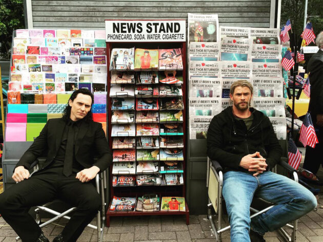photo tournage chris hemsworth Tom hiddleston