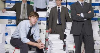 The Office : Photo Steve Carell, Jenna Fischer, John Krasinski, B. J. Novak