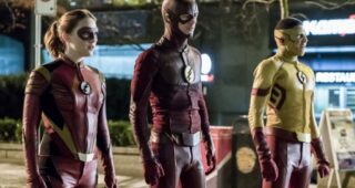 The Flash Saison 3 : Photo Violett Beane, Grant Gustin, Keiynan Lonsdale