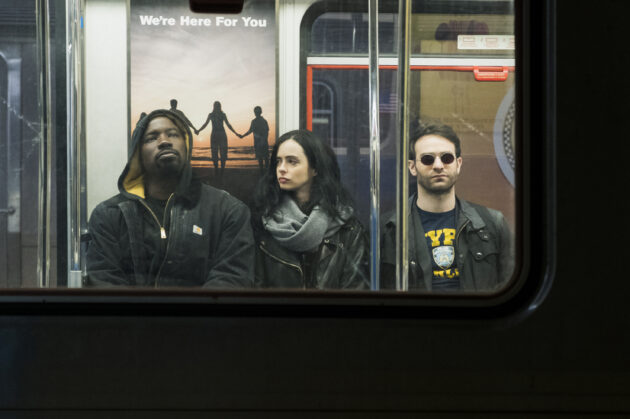 Photo Mike Colter, Charlie Cox, Krysten Ritter, The Defenders saison 1