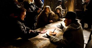 Les Huit Salopards : Photo Robert Richardson, Quentin Tarantino, Tim Roth, Kurt Russell, Jennifer Jason Leigh