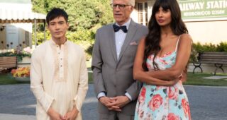 The Good Place Saison 4 : Photo Manny Jacinto, Ted Danson, Jameela Jamil