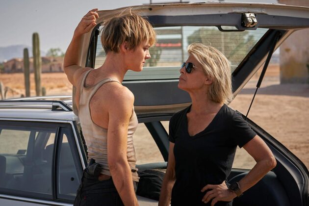 photo, Linda Hamilton, Mackenzie Davis