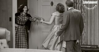 WandaVision : photo, Kathryn Hahn, Elizabeth Olsen, Paul Bettany