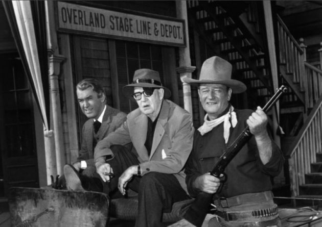 photo, John Ford, John Wayne, James Stewart