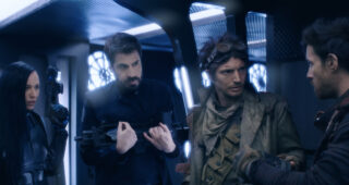 Le visiteur du futur : photo Audrey Pirault, Simon Astier, Florent Dorin, Raphaël Descraques