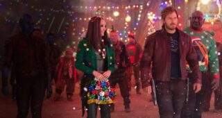 Les Gardiens de la Galaxie : Joyeuses Fêtes : Photo Pom Klementieff, Chris Pratt, Dave Bautista
