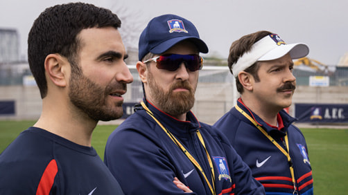 Ted Lasso : Photo Brett Goldstein, Brendan Hunt, Jason Sudeikis