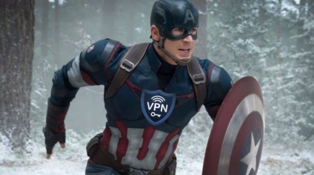 Captain America avec un logo de VPN