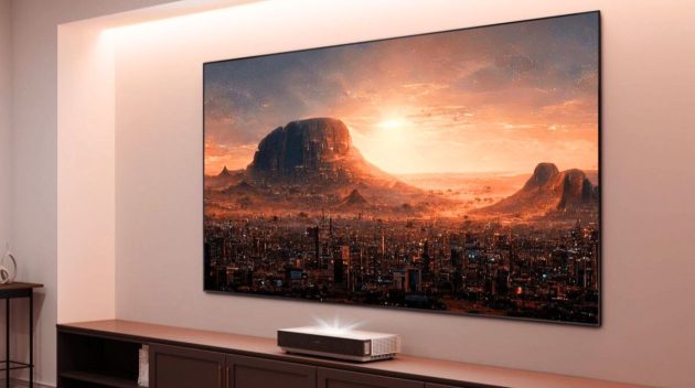 vidéoprojecteur Hisense 120-L5HA dans un salon