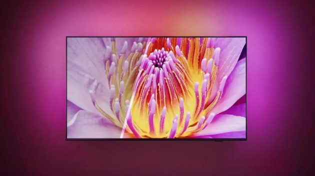 TV Philips 55OLED809 avec éclairage LED rose