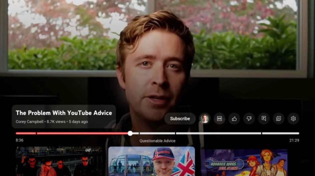 bouton S'abonner sur l'appli YouTube pour Android TV