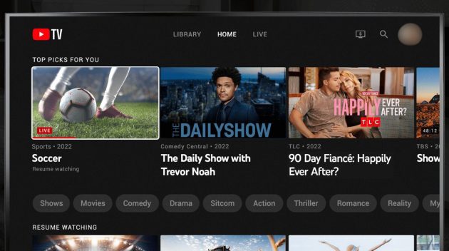 programmes sur YouTube TV
