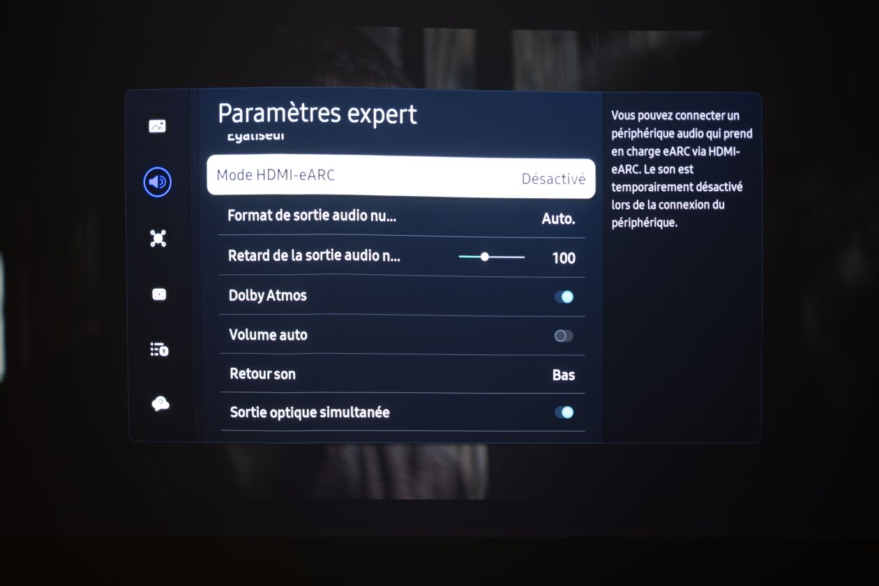 Les paramètres audio du vidéoprojecteur.