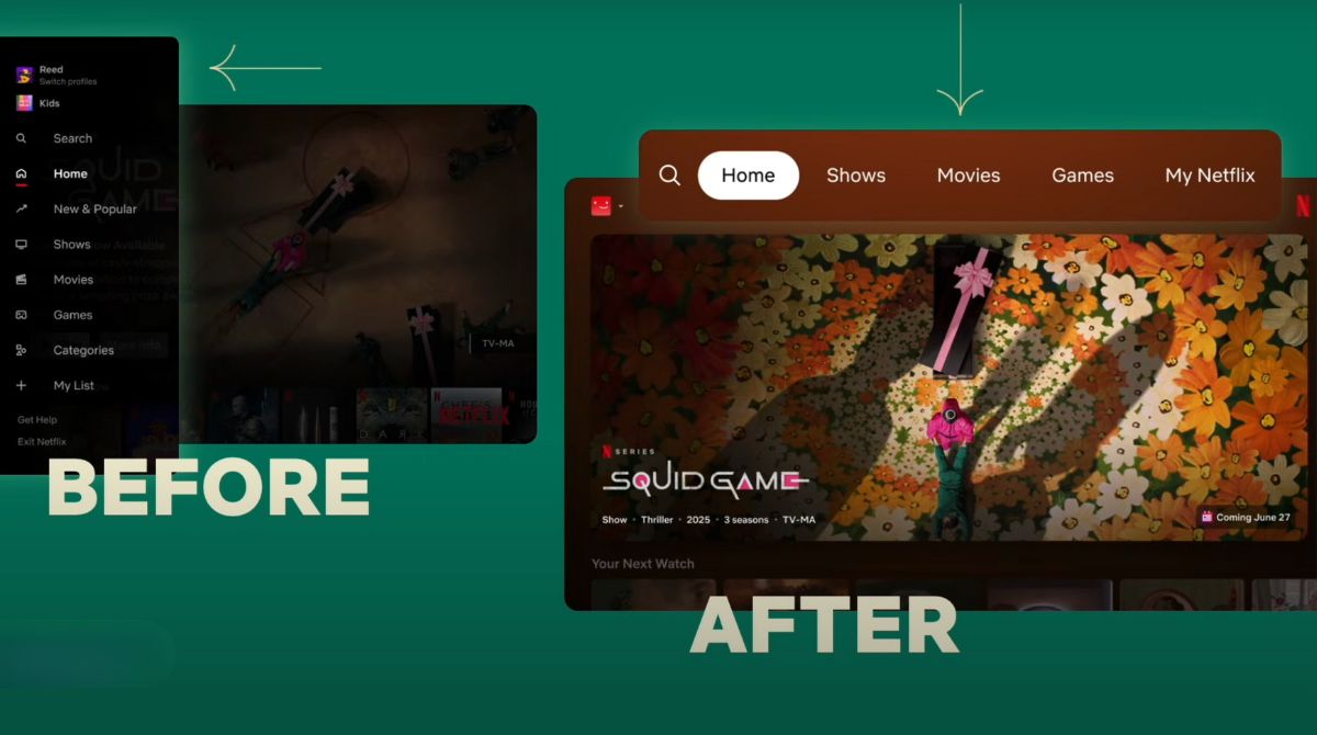 avant après interface Netflix