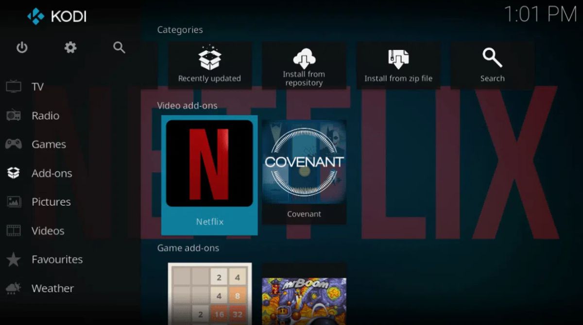 Netflix sur l'appli KODI