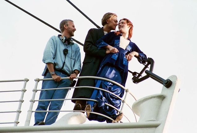 Photo James Cameron, Kate Winslet, Leonardo DiCaprio