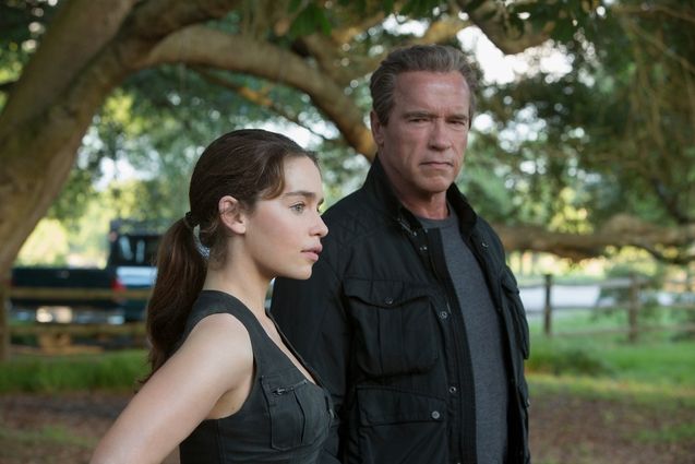 photo, Emilia Clarke, Arnold Schwarzenegger