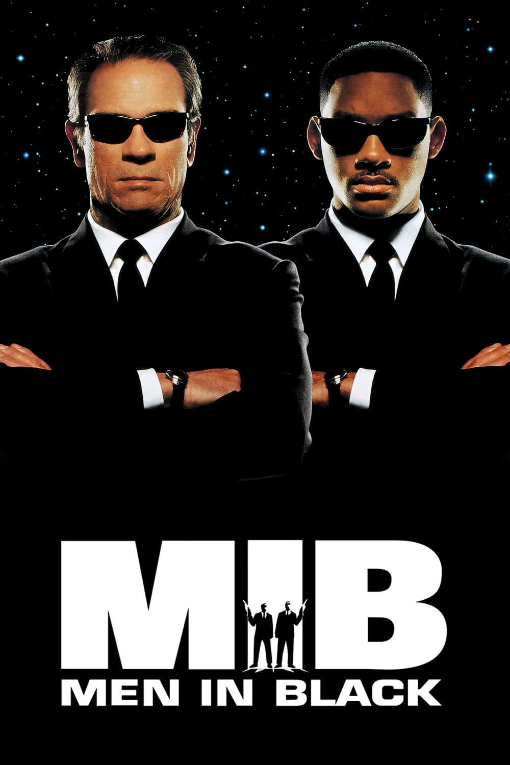 Affiche du film Men in Black sue laquelle Will Smith et Tommy Lee Jones portent des Ray-Ban Predator